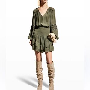 Ramy Brook Ralphie beaded smocked mini dress